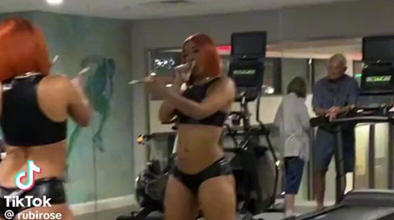 Elderly man goes into a trance watching Rubi Rose dance