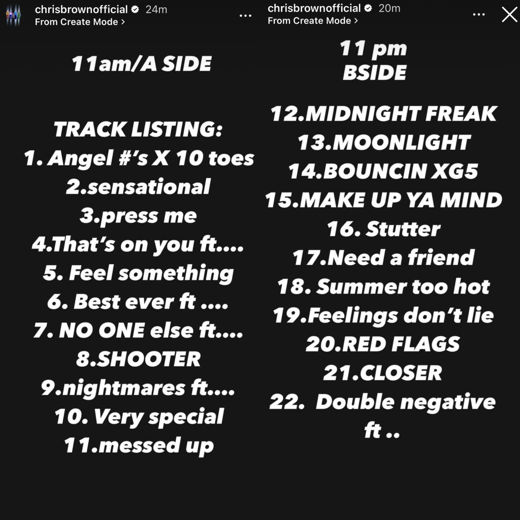 Chris Brown revels tracklist for "11:11" album