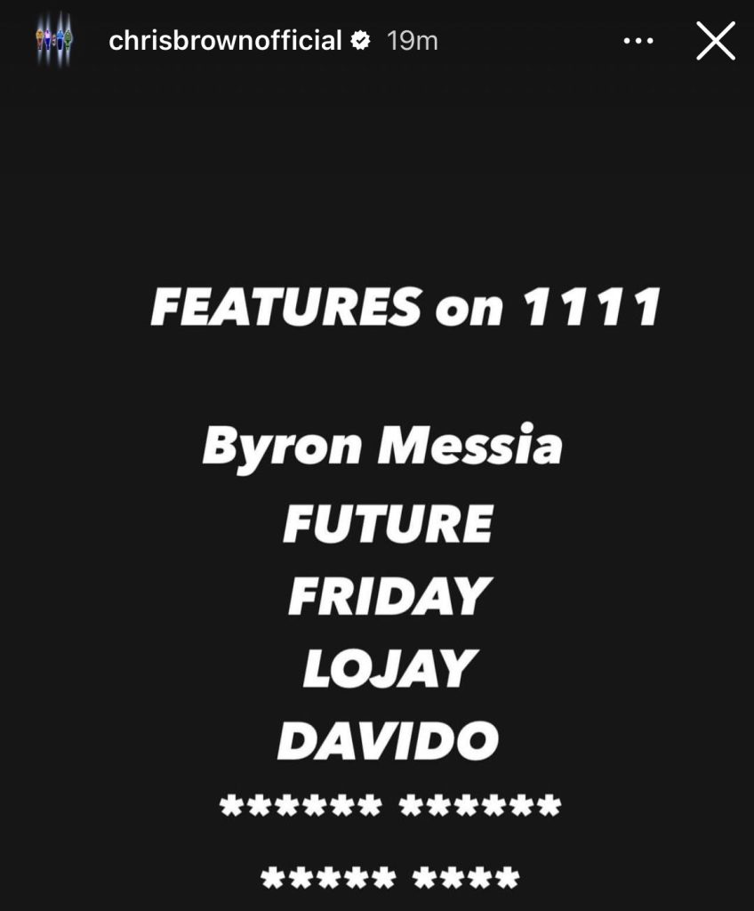 Chris Brown revels tracklist for "11:11" album