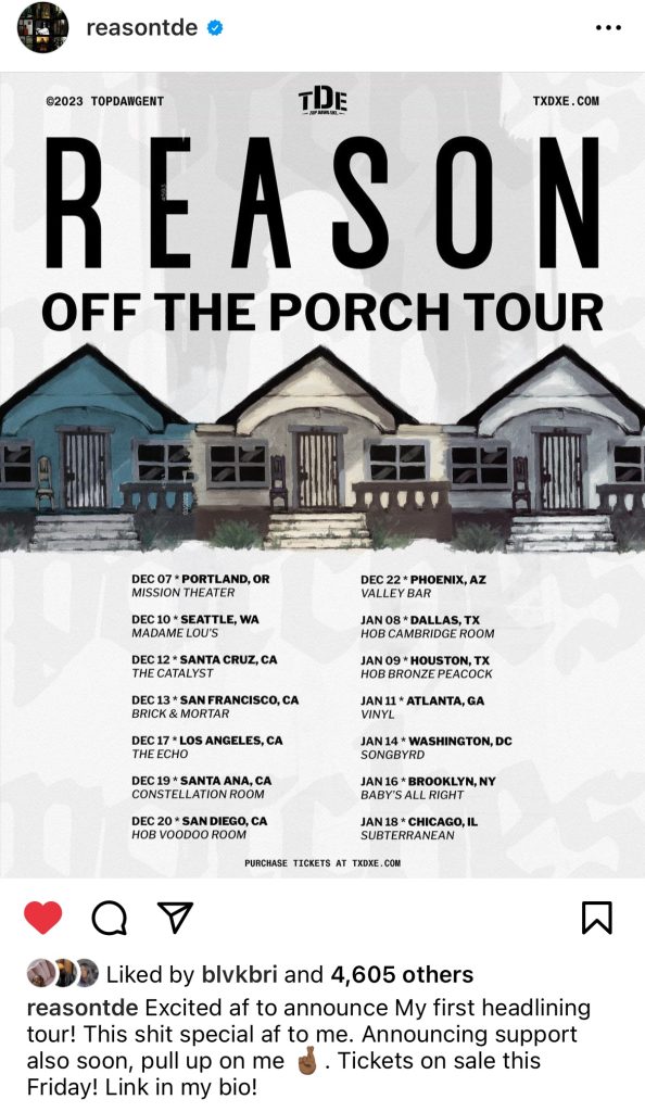 Reason announces upcoming “Off The Porch” Tour