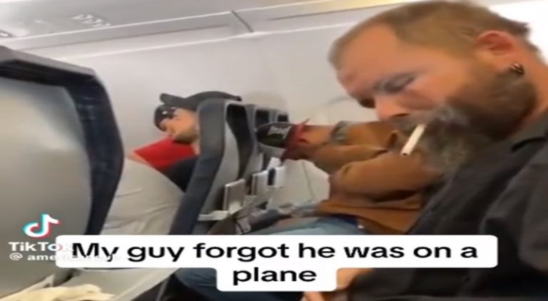Man gets caught smoking a cigarette on an airplane
