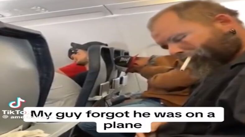 Man gets caught smoking a cigarette on an airplane