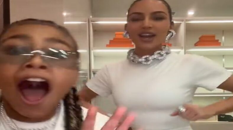 North West and Kim Kardashian do Crank Dat Soulja Boy TikTok