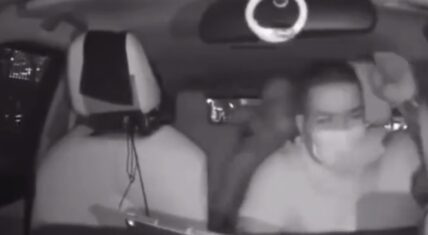 Uber rider opens door without looking and it gets taken off