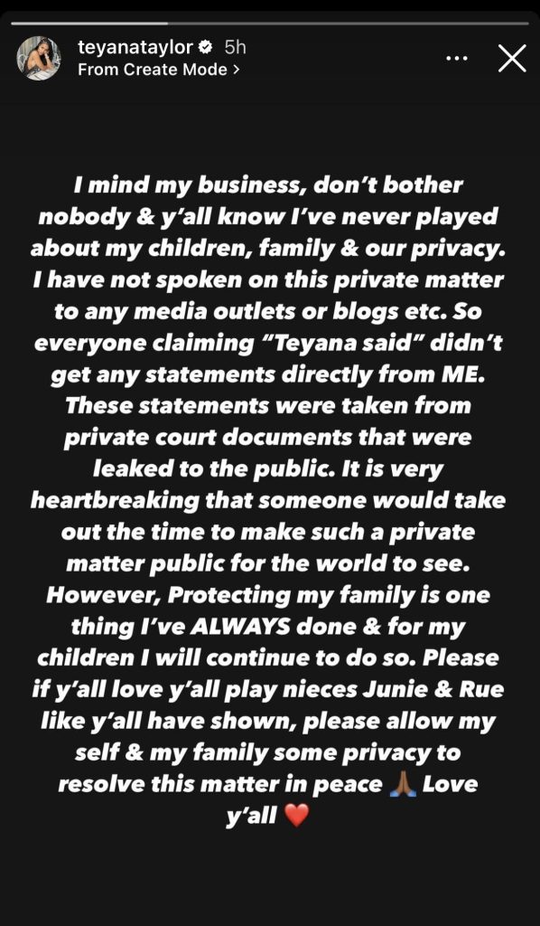 Teyana Taylor speaks after news of divorce from Iman Shumpert