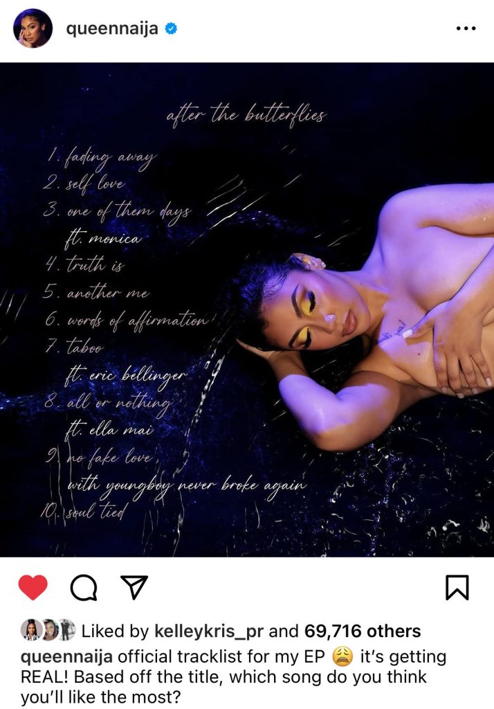 Queen Naija reveals tracklist for "After The Butterflies" EP