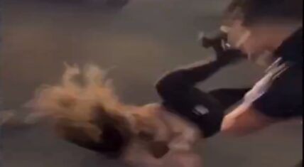 Cop body slams a woman and her cash flies like it's GTA