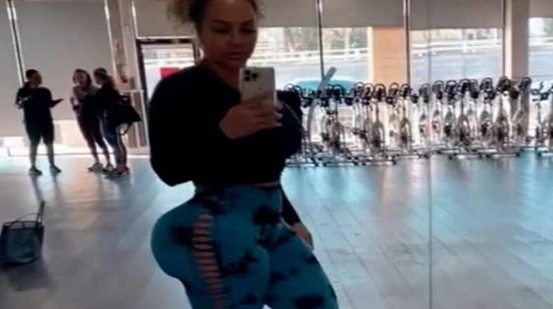 Kimbella shows off backside at gym and fans say it's too big