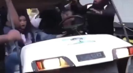 Lizzo sat on Cardi B's golfcart and almost flipped it
