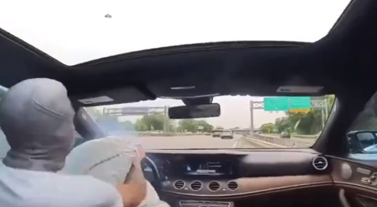 Man drives reckless on freeway and his car begins smoking