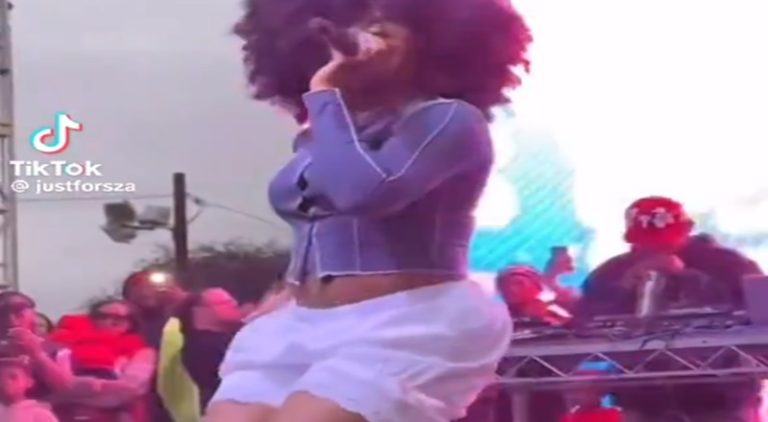 SZA trends for twerking in 1800s-style shorts during performance