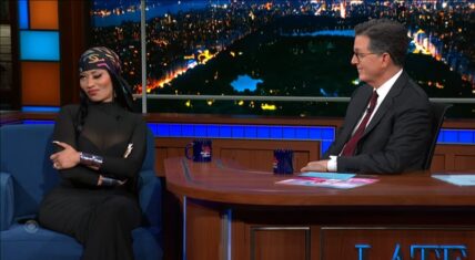 Stephen Colbert shocks Nicki Minaj with his freestyle rap