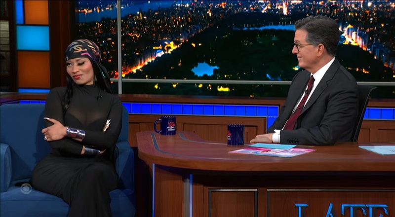 Stephen Colbert shocks Nicki Minaj with his freestyle rap