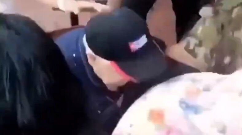 Three women twerk on old man at senior's center