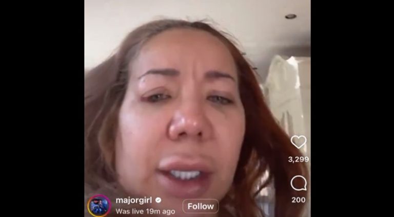 Tiny shocks fans with her face on IG Live with TI