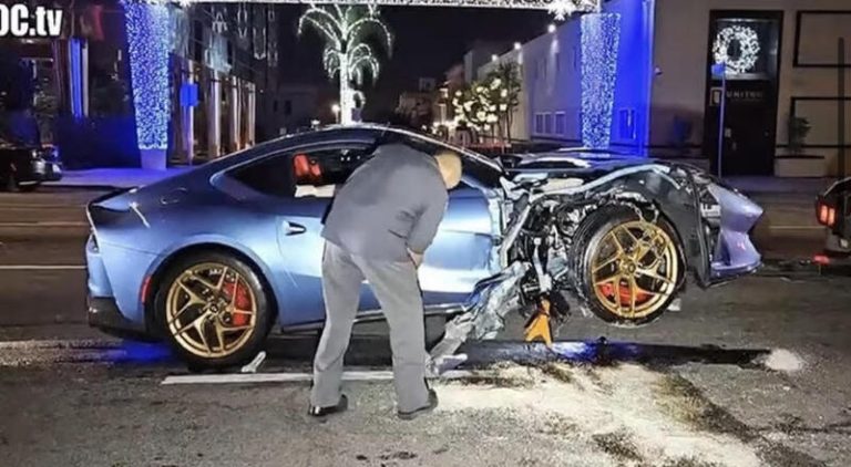 Michael B. Jordan crashes his Ferrari in Hollywood