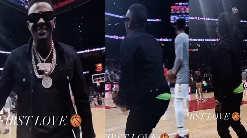 Boosie makes NBA range three pointer at Atlanta Hawks game