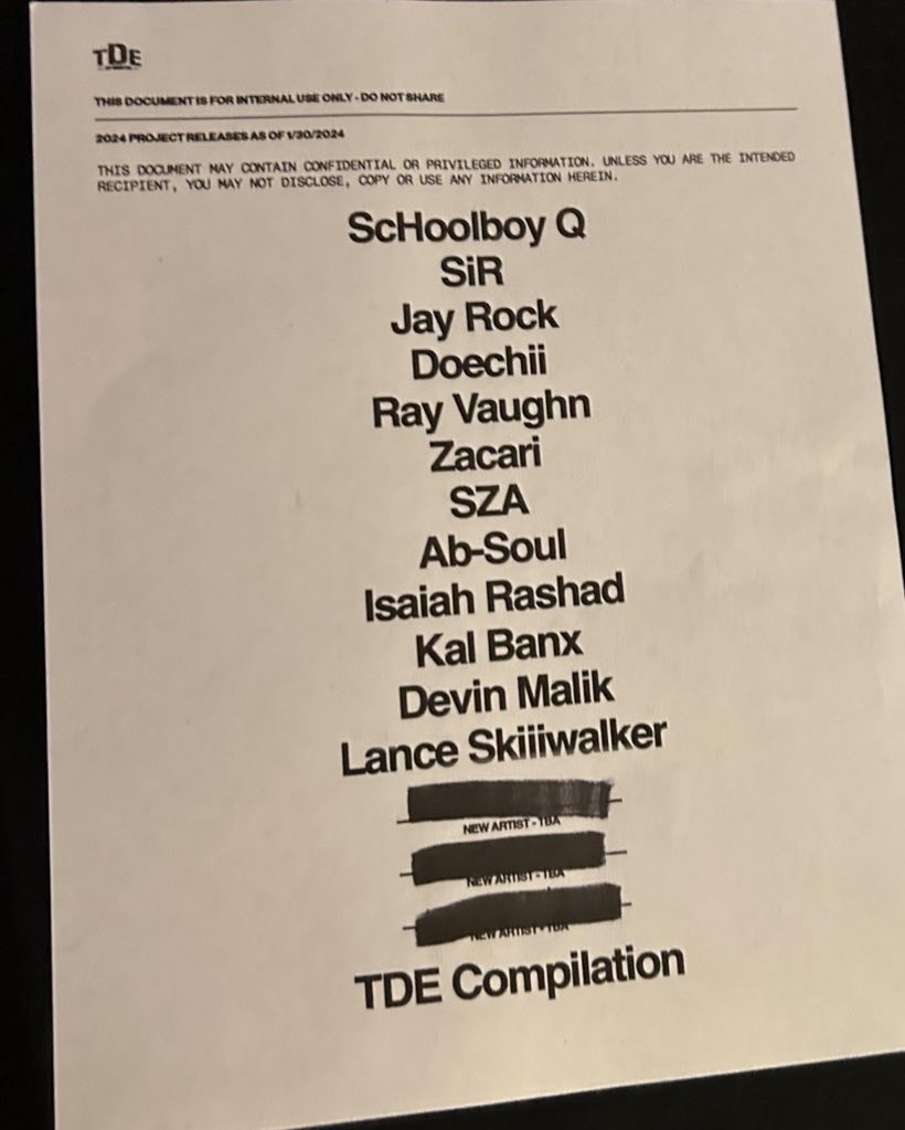 SZA, Doechii & more TDE artists to release albums in 2024