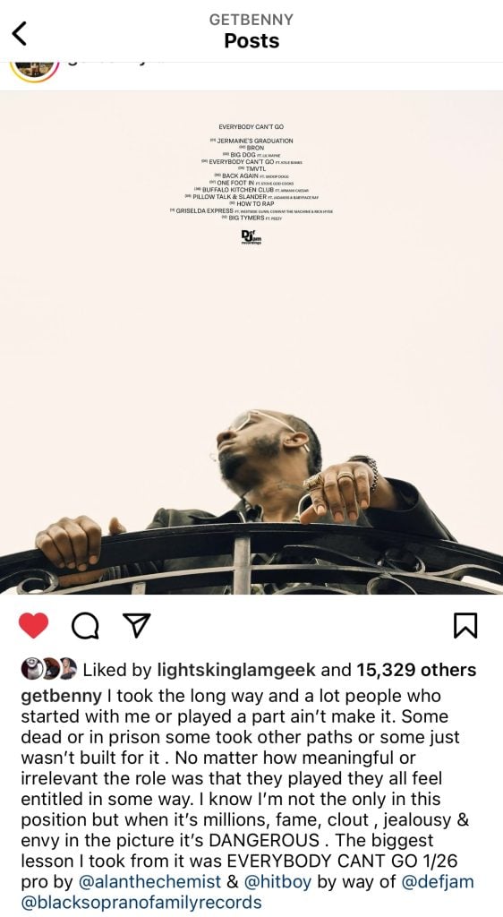 Benny The Butcher reveals tracklist for “Everybody Can’t Go”