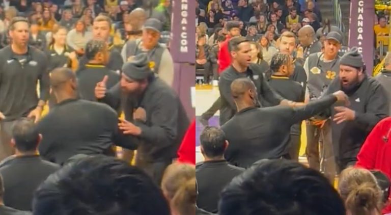 LeBron James shoves fan who ran up on him and he got kicked out
