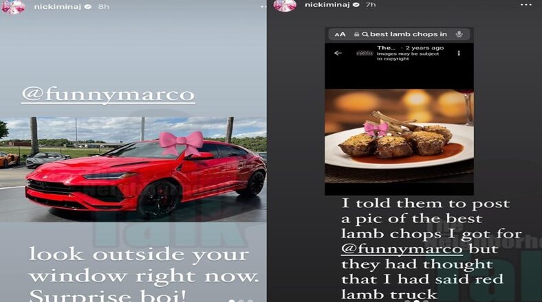 Nicki Minaj trolls Funny Marco with Lambo but got him lamb chops