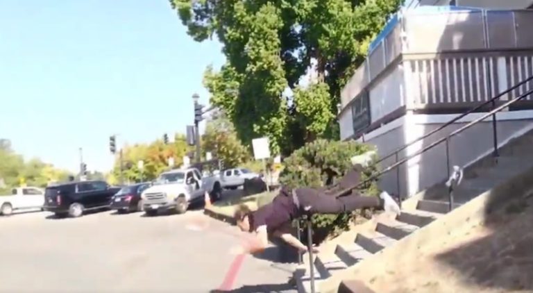 Skateboarder lost control and landed headfirst on pavement