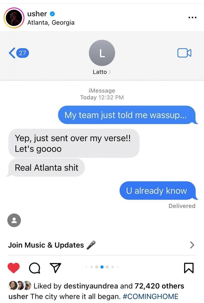 Latto to be featured on Usher's "Coming Home" album