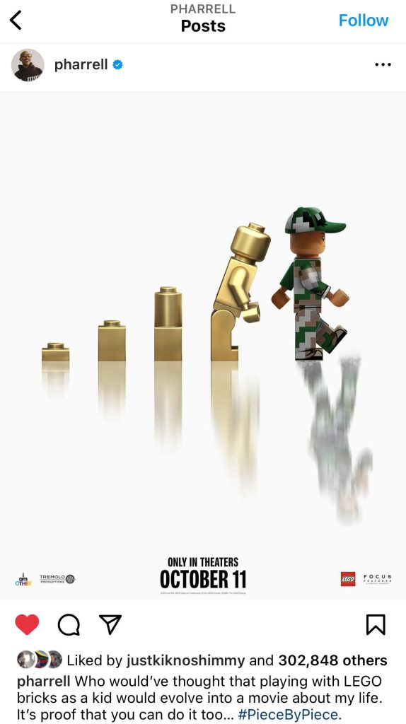 Pharrell to release biopic about himself in Lego film