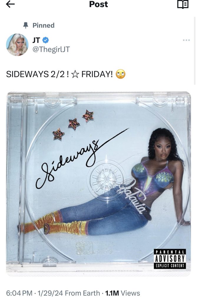 City Girls' JT to release "Sideways" single on February 2