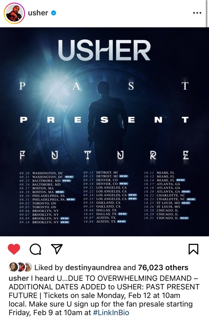 Usher announces additional dates for “Past Present Future” Tour