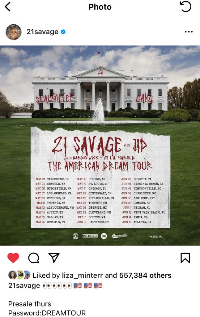 21 Savage announces dates for upcoming American Dream Tour