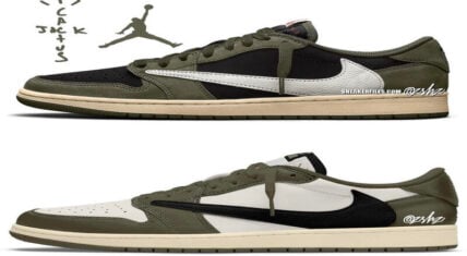 Travis Scott x Air Jordan 1 Low “Olive” pairs revealed