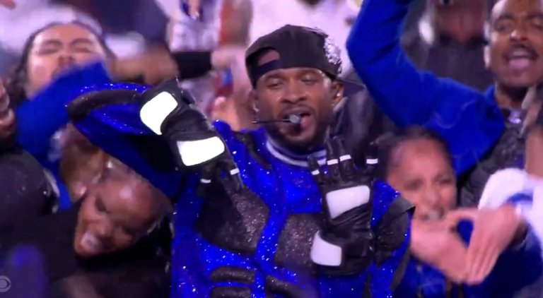 Usher performs at Super Bowl Halftime Show in Las Vegas