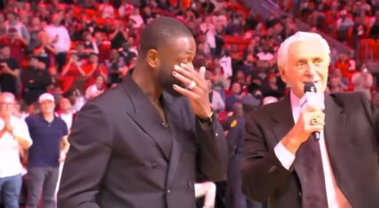 Dwyane Wade gets emotional at his Miami Heat jersey retirement