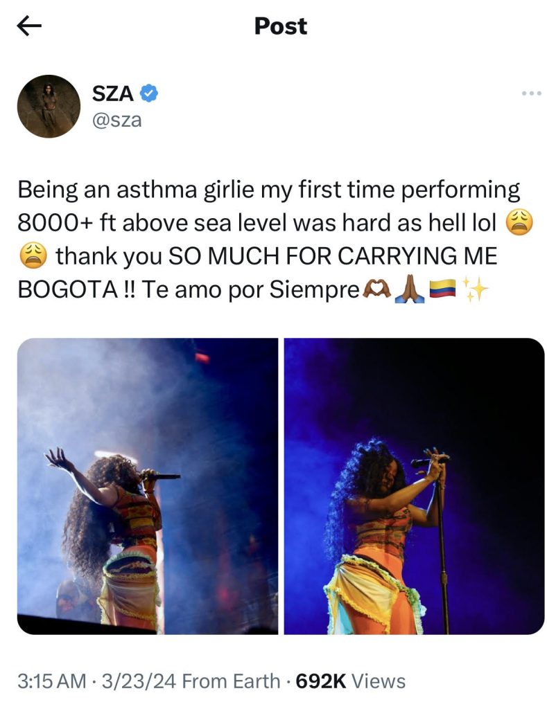 SZA performs at Estereo Picnic Festival in Colombia