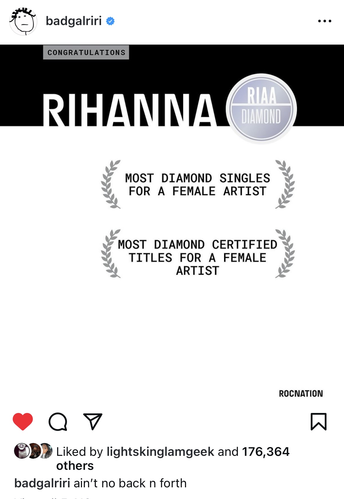 Rihanna becomes female artist with most diamond-certified singles
