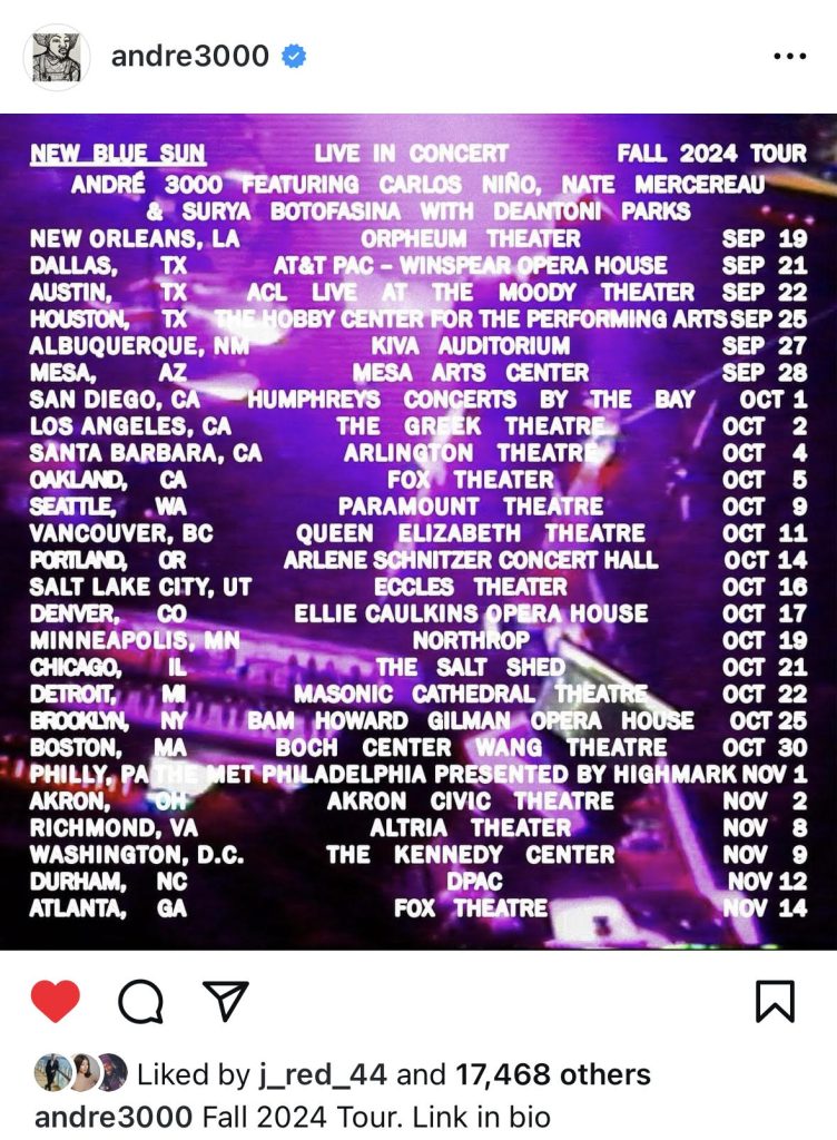 Andre 3000 reveals fall dates for New Blue Sun Live Tour