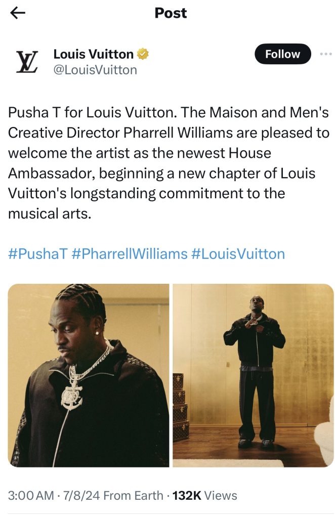 Pusha T named Louis Vuitton's newest house ambassador
