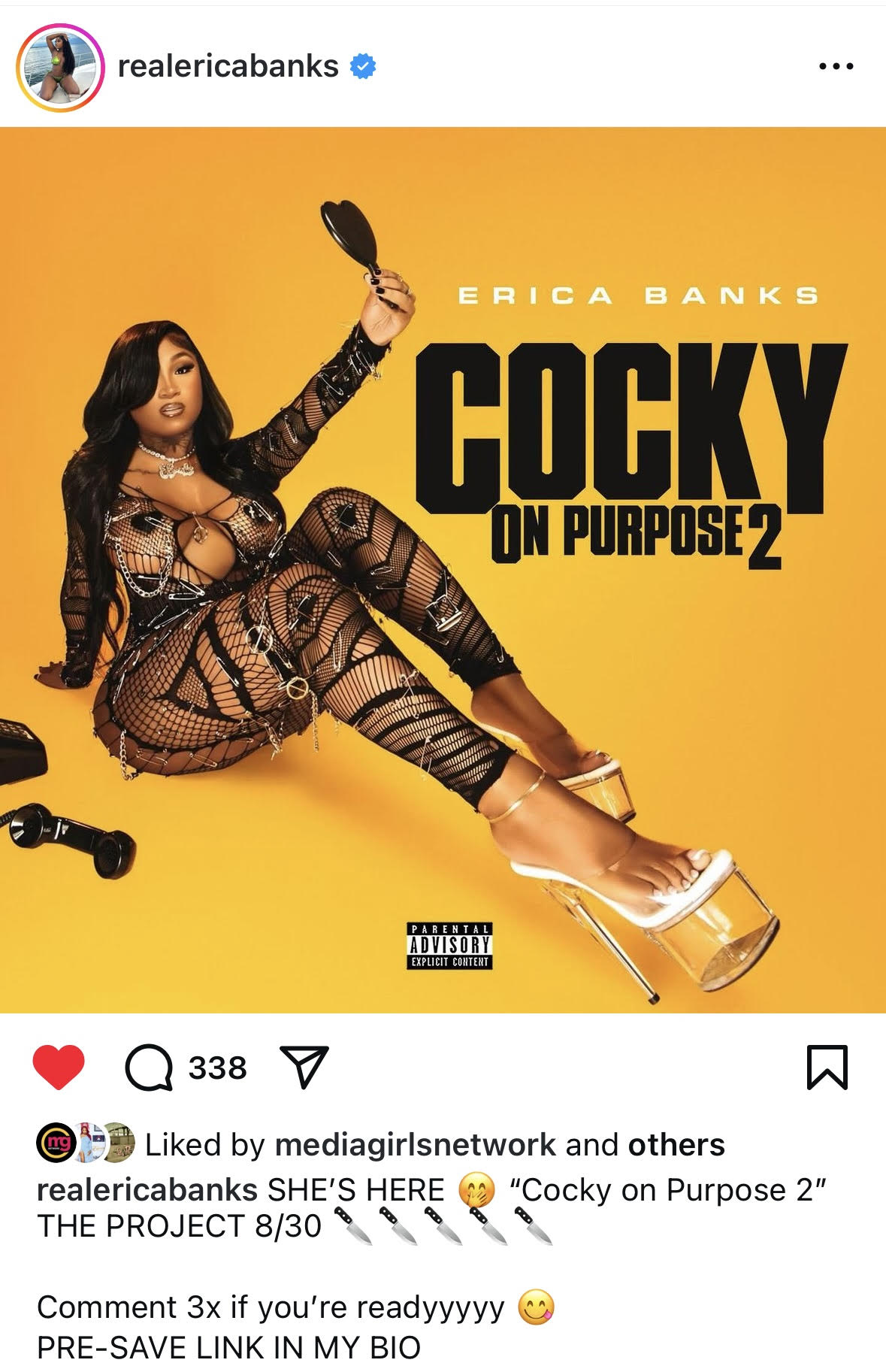 Erica Banks to release "Cocky On Purpose 2" project on August 30