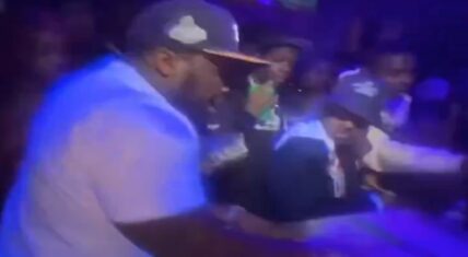 50 Cent and Jermaine Dupri party in NYC, throwing massive cash