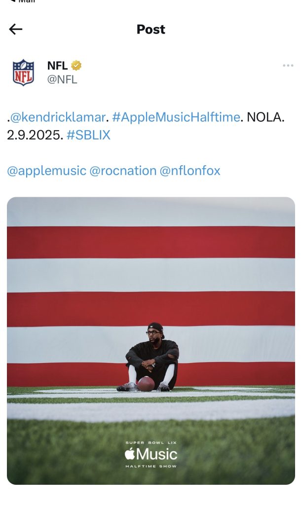 Kendrick Lamar to headline NFL’s Super Bowl Halftime Show