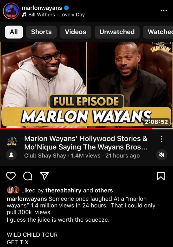 Marlon Wayans shades DJ Vlad after 1.5M Club Shay Shay views