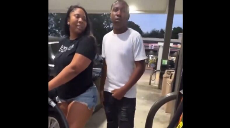 Protective son confronts man offering to pump gas for his mom