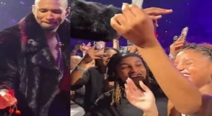 Usher tries to feed Halle Bailey a cherry, but DDG blocks him