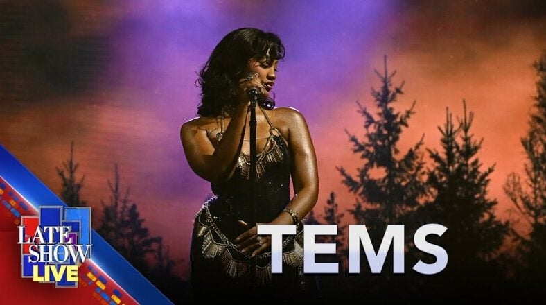 Tems performs "Burning" at "The Late Show With Stephen Cobert"