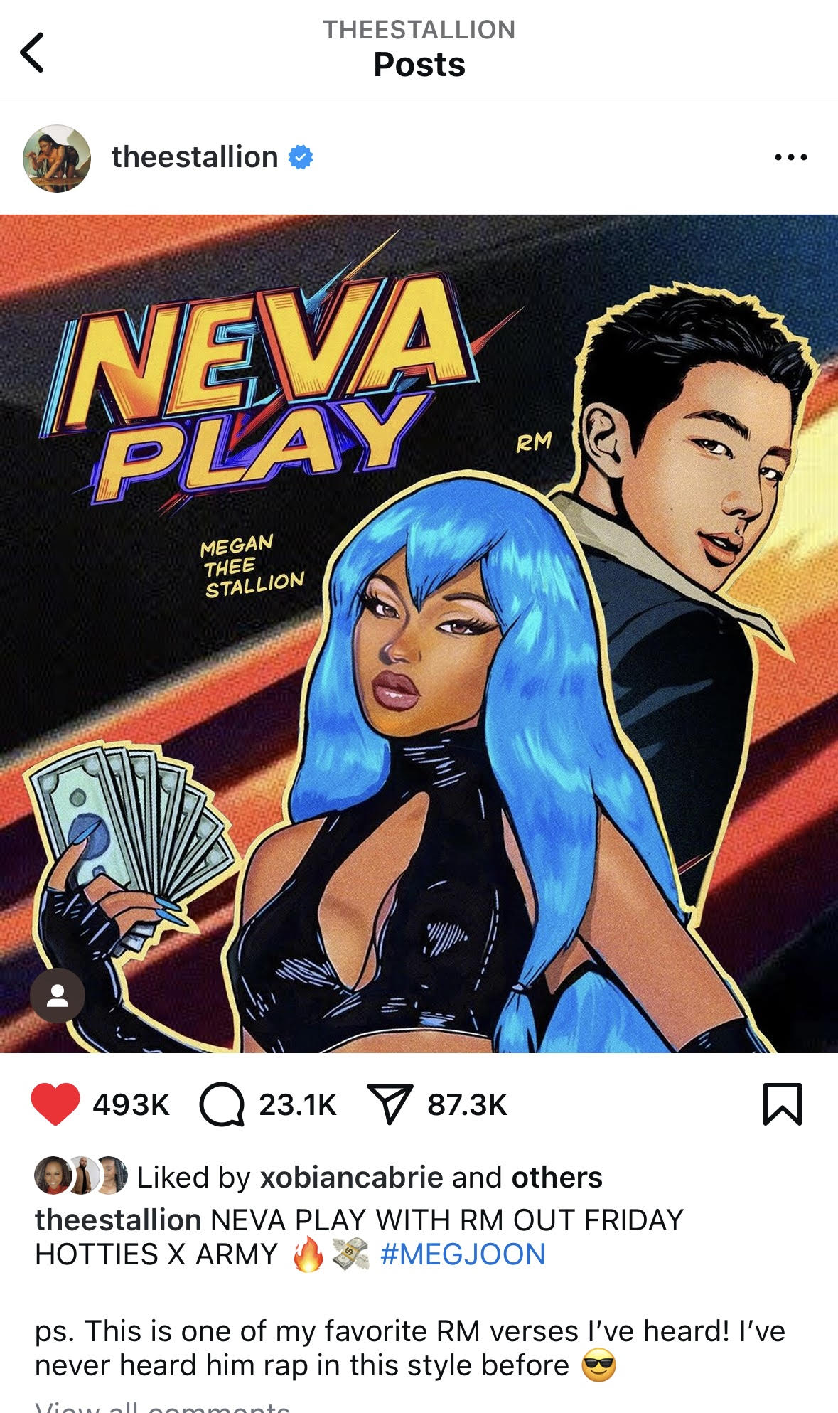 Megan Thee Stallion announces "Neva Play" single with RM of BTS