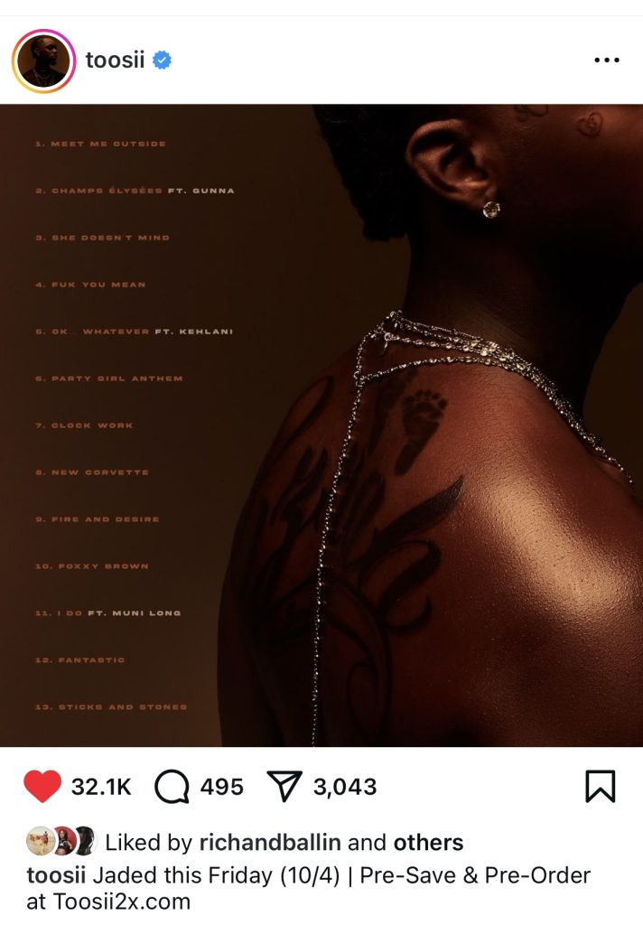 Toosii reveals tracklist for “Jaded” album