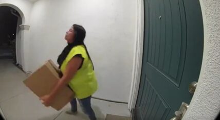 Amazon delivery driver caught on camera stealing package