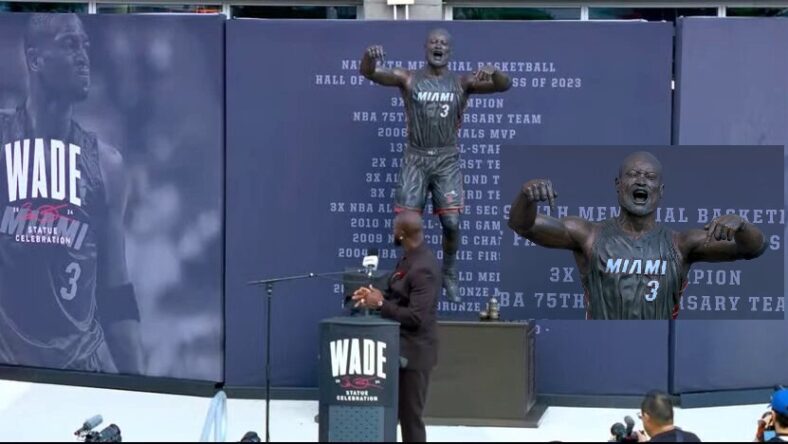 Dwyane Wade statue unveiled by Miami Heat, sparking fan reactions