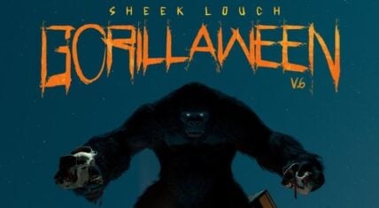 Sheek Louch Gorillaween Vol. 6 EP Cover Art with a Giant Gorilla Outside a Haunted House.